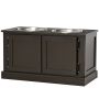 Миски с подставкой PawHut 60x30x34см, коричневые/серебристые