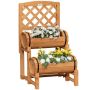 Подставка для цветов Outsunny 45x45x80 см, светло-коричневая.