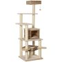 Кошачий домик PawHut 55x55x174 см, кремовый/светло-коричневый.