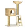 Домик для кошек с когтеточкой PawHut 57x37x100,5см, светло-коричневый/песочный цвет