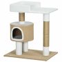 Домик для кошек с когтеточкой PawHut 70x49x79см, светло-коричневый/белый