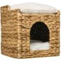 Кошачий домик PawHut 37,5x37,5x41,5 см, светло-коричневый/белый.