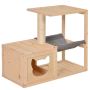 Домик для кошек PawHut 70x35x60см, светло-коричневый/серый