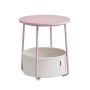 Круглый столик с тканевой корзиной, розовый и белый
