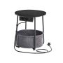 Приставной столик с зарядной станцией 45x50 см, черный/серый