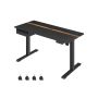 Reguliuojamo aukščio elektrinis rašomasis stalas 60 x 140 cm su lizdais ir USB jungtimis, juodos spalvos