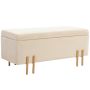 Мягкая скамья с ящиком Homcom 100x40x42см, песочный/золотой