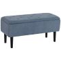 Мягкий пуф с ящиком для хранения Homcom 95x38x45см, синий/черный