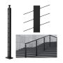 Trosinio turėklo stulpas, SUS304 nerūdijančio plieno, 36"x1"x2", kampinės skylės, 10 skylių