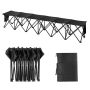 Складная переносная скамейка для футбола, на 6 мест, черная, ткань Оксфорд 600D, с боковыми карманами и сумкой.