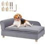 Šunų ir kačių sofa-lova, aksominė, pilka, 110 cm