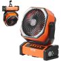Nešiojamas įkraunamas ventiliatorius su LED žibintu, USB, 4 greičiai, laikmatis, 228,6 mm