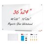 Magnetinė balta stiklinė lenta 900x600 mm, sausai valoma, prie sienos
