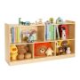 Montessori vaikų knygų lentyna, 114 cm, ruda, 5 dalių vitrina