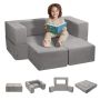 Vaikiška modulinė sofa-lova, pilka, 4 vnt.
