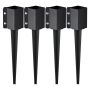 Metalinių tvoros stulpų įžeminimo smaigai 24x4 cm, 4 vnt., juodi