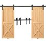 Stumdomų tvarto durų furnitūros rinkinys, 243,8 cm, dvivėrėms durims, 112–131 cm pločiui, tylus skriemulys