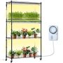 Augalų stovas metalinis su 180W auginimo lempa, 4 pakopų, 89x31x145 cm