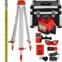 Rotacinis lazerinis nivelyras 360° raudonas, automatinis, 500 m su trikoju ir matavimo lazda