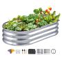 Pakelta cinkuoto metalo lysvė 48x24,6x11 colių, sidabrinė, lauko sodinimui