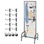 Juoda vielinio plieno tinklelio sienelė 600x1640 mm su ratukais ir 10 kabliukų