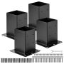 6x6 anglinio plieno stulpų laikikliai, juodi, 4 vnt., 142x142 mm