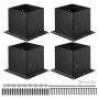 Stiprus 4x4 anglinio plieno stulpų pagrindas, juodas, 92x92 mm, 4 vnt.