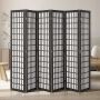 Sulankstoma japoniška kambario pertvara, 6 panelių, juoda