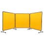 Suvirinimo apsauginis ekranas, 6x6 pėdų, 3 panelių, vinilo, geltonas, ratukai