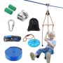 Zipline rinkinys lauko pramogoms, 52 pėdų, iki 500 svarų, su saugos diržais ir sėdyne