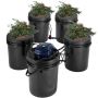 RDWC recirkuliacinė hidroponikos sistema, 4 kibirai po 18,9 L