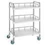 Лабораторная тележка из нержавеющей стали с 3 полками, колесиками, 70x395x867 мм.