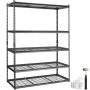 Reguliuojamas 5 pakopų metalinis sandėliavimo lentynų blokas, juodas, 60x24x78 colių