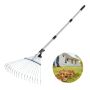 Reguliuojamas metalinis grėblys vejoms, 18 dantų, 82–141 cm rankena