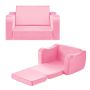 Vaikiška sulankstoma sofa 2in1 su porankiais, rožinė, m