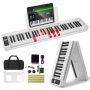 61 klavišų sulankstomas elektroninis skaitmeninis pianinas, baltas, bluetooth, MIDI
