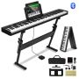 88 klavišų sulankstomas skaitmeninis pianinas bluetooth MIDI, juodas