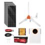 24 V 1000 W saules ir vėjo jėgainių rinkinys su 6x100 W monokristalinėmis plokštėmis, 400 W vėjo turbina, valdikliu, 25,6 V 100 ah LiFePO4 akumuliatoriumi ir 3000 W hibridiniu keitikliu