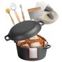 Чугунная кастрюля с крышкой и корзиной для тушения, 4,7 л, 260 ℃