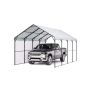 Tvirtas metalinis automobilių stogelis, 12'x20', cinkuoto plieno rėmas, nuimamos sienelės