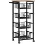 Кухонная тележка Homcom 49,5x31x91 см, черно-светло-коричневая.