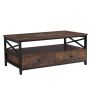 Coffee table with drawers 100x55x47cm., dark brown/black