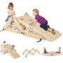 Climbing triangle with slide, light brown