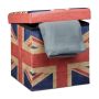 Folding seat with hinged lid 38x38x38cm., dark blue/red/white