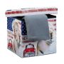 Folding seat with hinged lid 38x38x38cm., dark blue/red/white