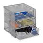 Writing utensil drawer with 3 compartments 17x16x17 cm., silver color