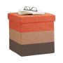 Folding seat with hinged lid 38x38x38cm., brown/light brown/orange color