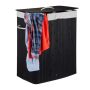 Laundry basket with 2 compartments 63x55x35cm, 95L., black/white