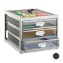 Document drawer with 3 compartments 23x27.5x35 cm., silver color