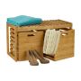 Hallway bench with 2 compartments 44.5x80x40cm., light brown
